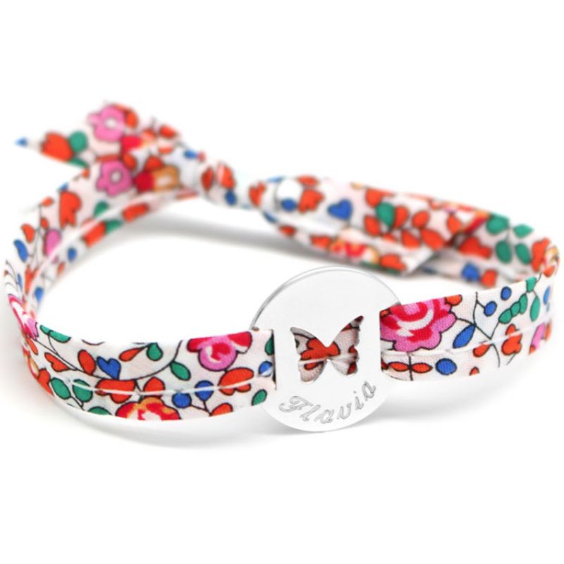 Bracelet Liberty ruban papillon personnalisable (argent 925°) Petits trésors