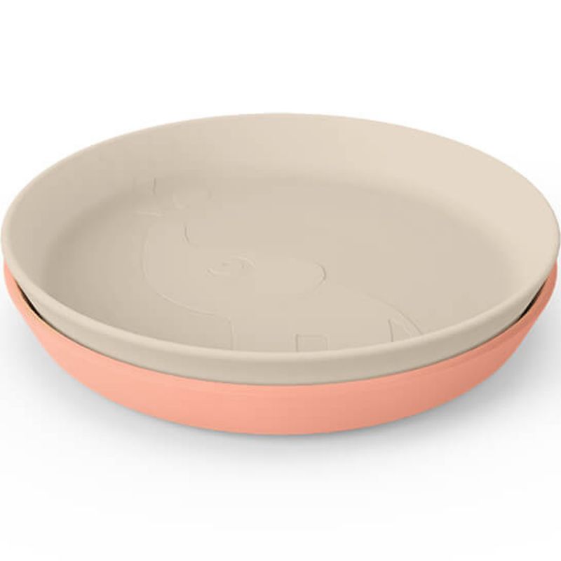 Lot de deux assiettes Kiddish Elphee Sable et corail Done by Deer