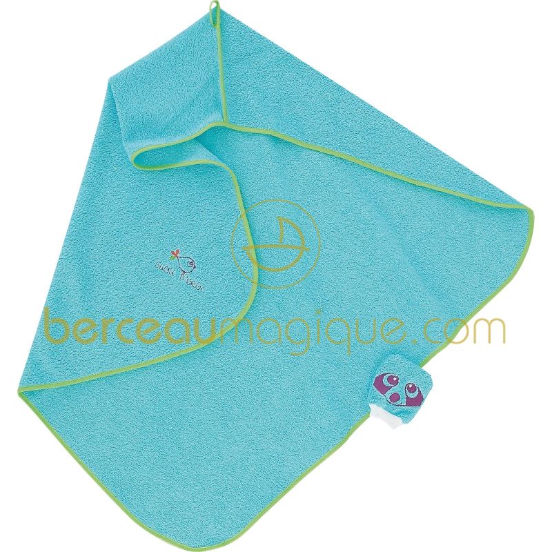 Sortie de bain personnalisable et son gant bébé Un monde de couleurs Sucre d'orge