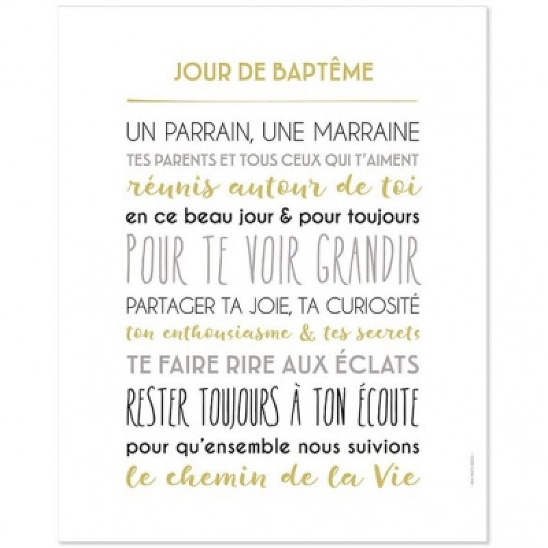 Carte Jour de Baptême (15 x 21 cm) Mes Mots Déco