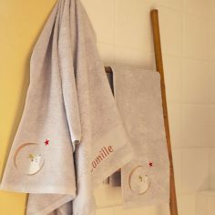 Serviette de bain grise ours personnalisable (70 x 140 cm)