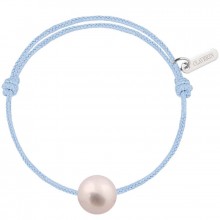 Bracelet bébé Baby Pearly cordon baby blue perle blanche 7mm (or blanc 750°)  par Claverin