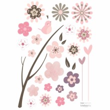 Stickers A3 fleurs thème kokeshi story by Magali Fournier (29,7 x 42 cm)  par Lilipinso