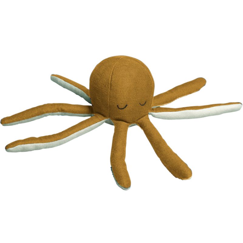 Peluche Octopus en coton biologique Pieuvre ocre (19 cm) Fabelab