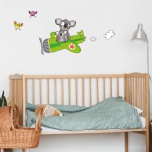 Stickers muraux enfant avion koalas  par Série-Golo