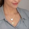 Médaille nacre cœur personnalisable (or blanc 18 carats)  par Aubry-Cadoret