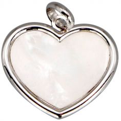 Médaille nacre cœur personnalisable (or blanc 18 carats)