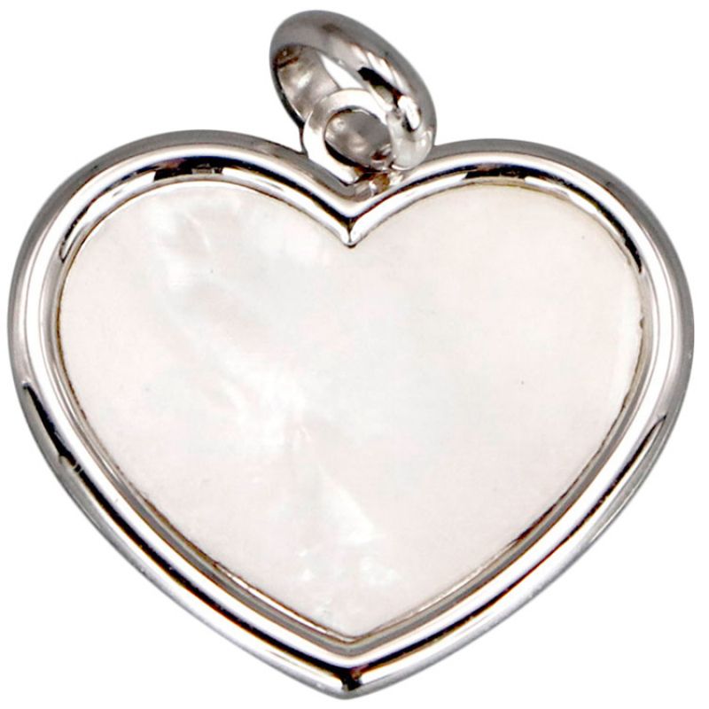 Médaille nacre cœur personnalisable (or blanc 18 carats) Aubry-Cadoret