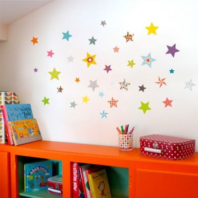 Stickers muraux nuée d'étoiles multicolores Série-Golo