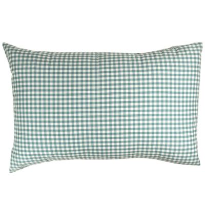 Taie d'oreiller percale de coton Vichy Azur (40 x 60 cm) Kadolis