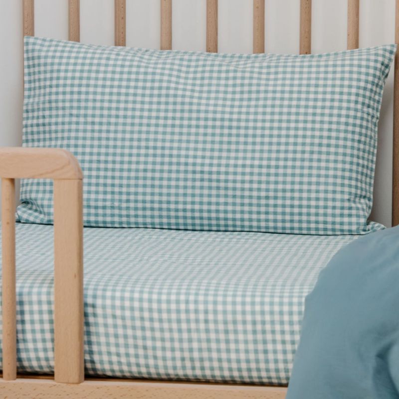 Taie d'oreiller percale de coton Vichy Azur (40 x 60 cm) Kadolis Ambiance 7