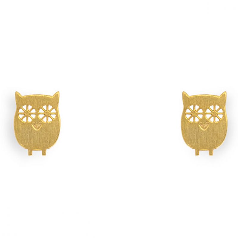Boucles d'oreilles Nature hibou (vermeil doré) Coquine