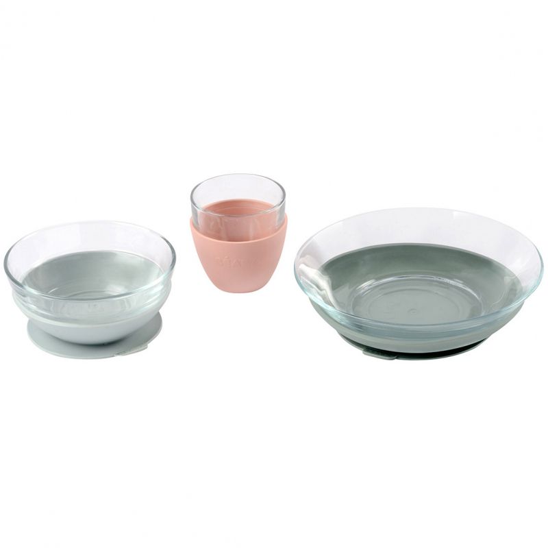Coffret repas en verre Duralex Eucalyptus (3 pièces) Béaba