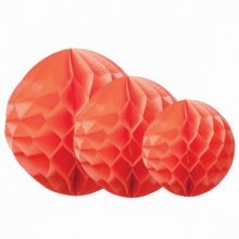 Boules en papier alvéolé corail (3 pièces)  par Arty Fêtes Factory