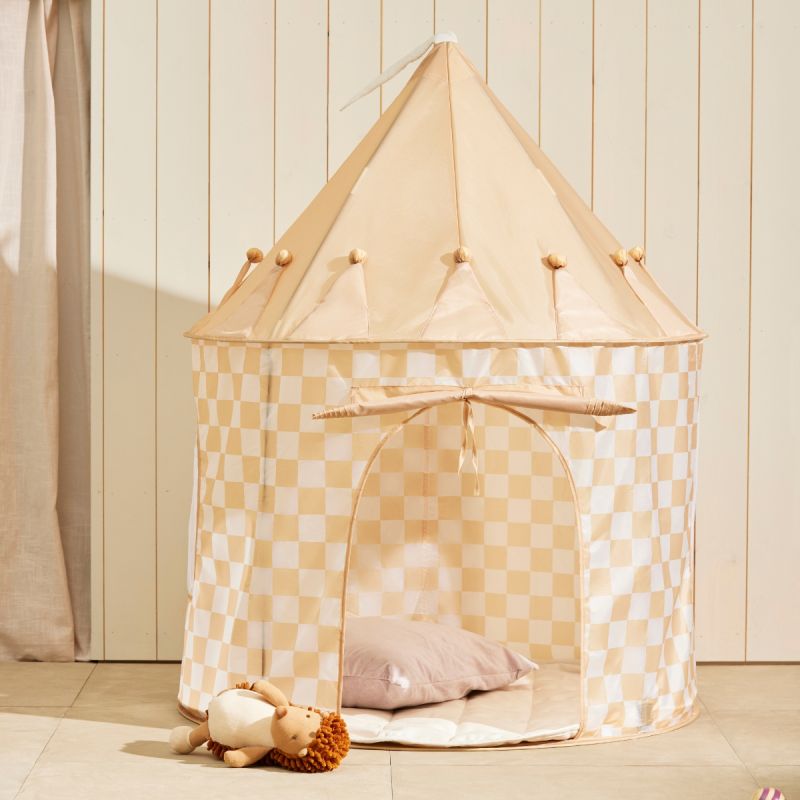 Tente de jeu à carreaux beige Kid's Concept Ambiance 5