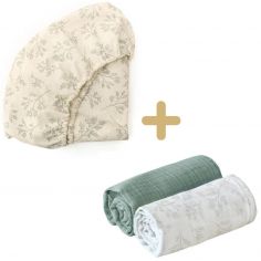 Housse de matelas à langer + 2 langes Blossom (62 x 50 cm) - Charlie Crane