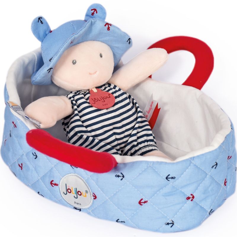 Poupée souple Mathis dans son couffin (20 cm) Jolijou