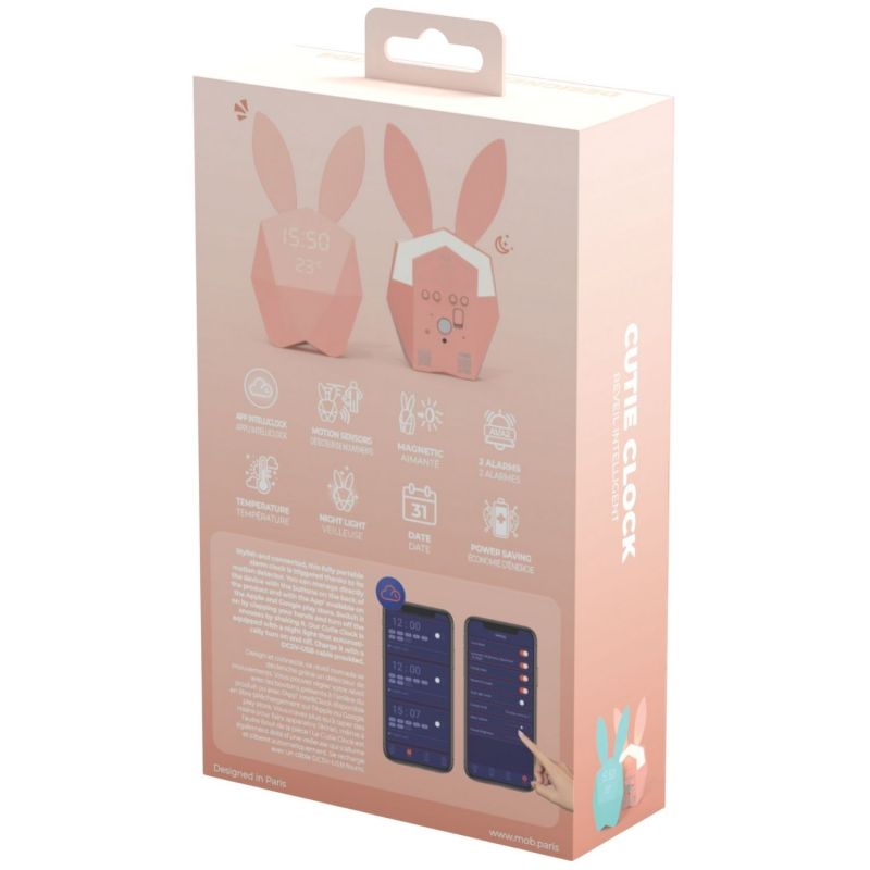 Réveil connecté lapin Cutie Clock Pink MOB Packaging 5