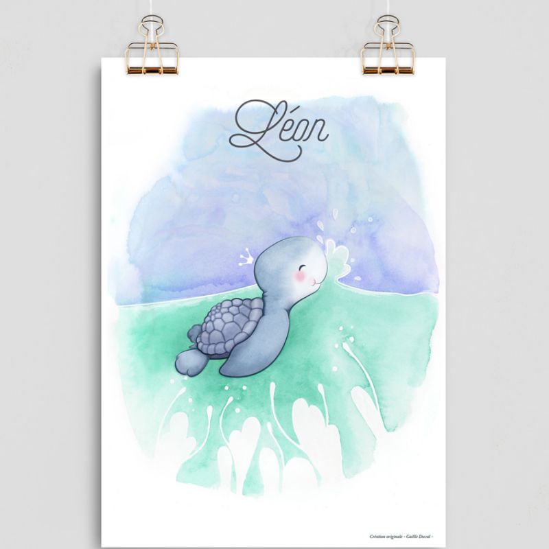 Affiche A4 Tortue (personnalisable) Gaëlle Duval