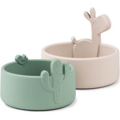 Lot de 2 bols en silicone Lalee sable et vert - Done by Deer