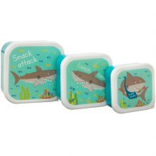Lot de 3 boîtes à goûter Shelby le requin (11,8 x 11,8 x 5,5 cm)  par sass & belle