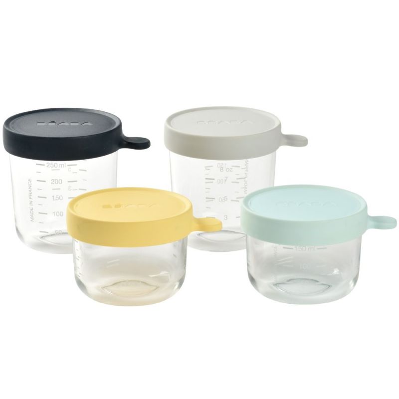 Coffret 4 pots de conservation en verre (150 ml et 250 ml) Béaba