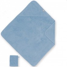 Cape de bain et gant bleu gris (75 x 75 cm)  par Coolay