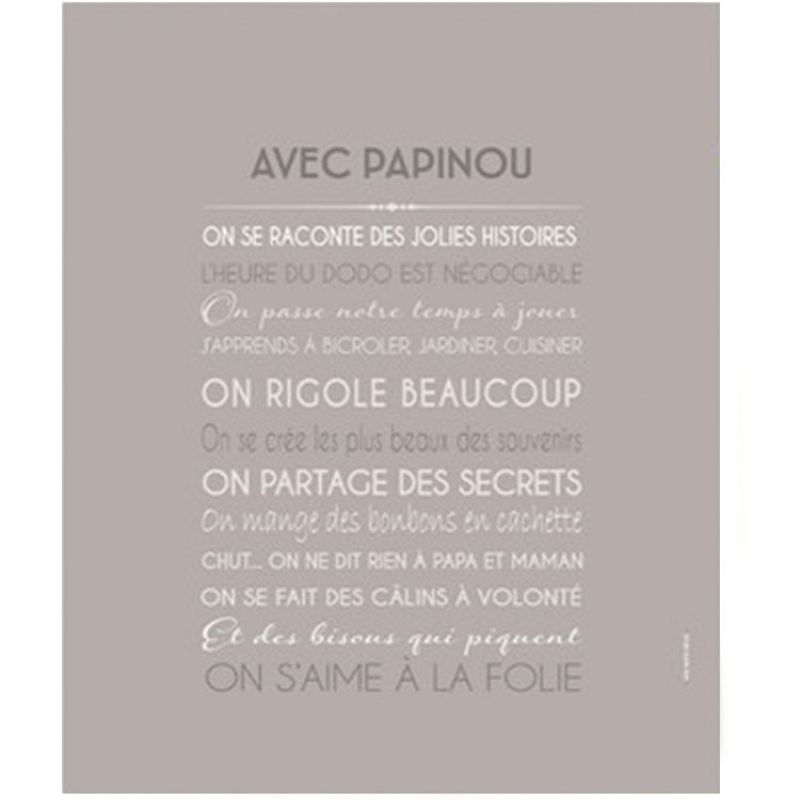 Tableau Papi personnalisable gris galet (33 x 41 cm) Mes Mots Déco