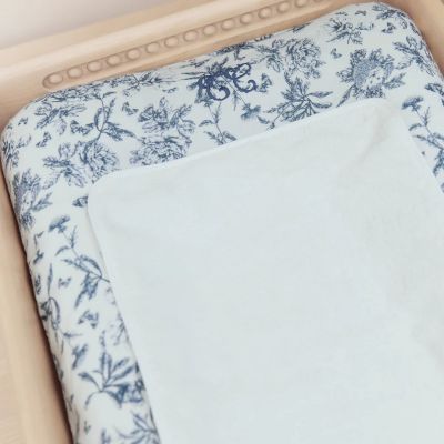 Housse de matelas à langer Toile de Jouy bleu