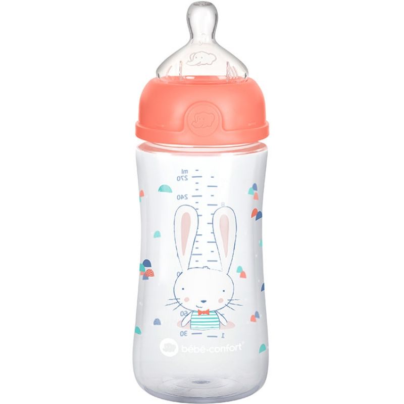 Biberon col large anti-colique emotion sweet bunny corail (270 ml) Bébé Confort