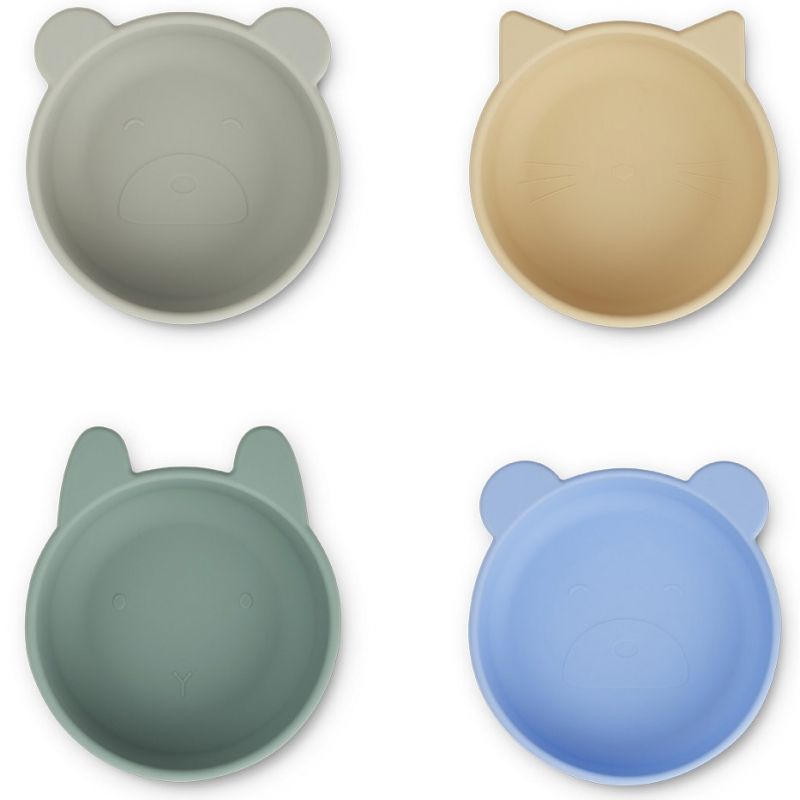 Lot de 4 bols en silicone Iggy peppermint multi mix Liewood