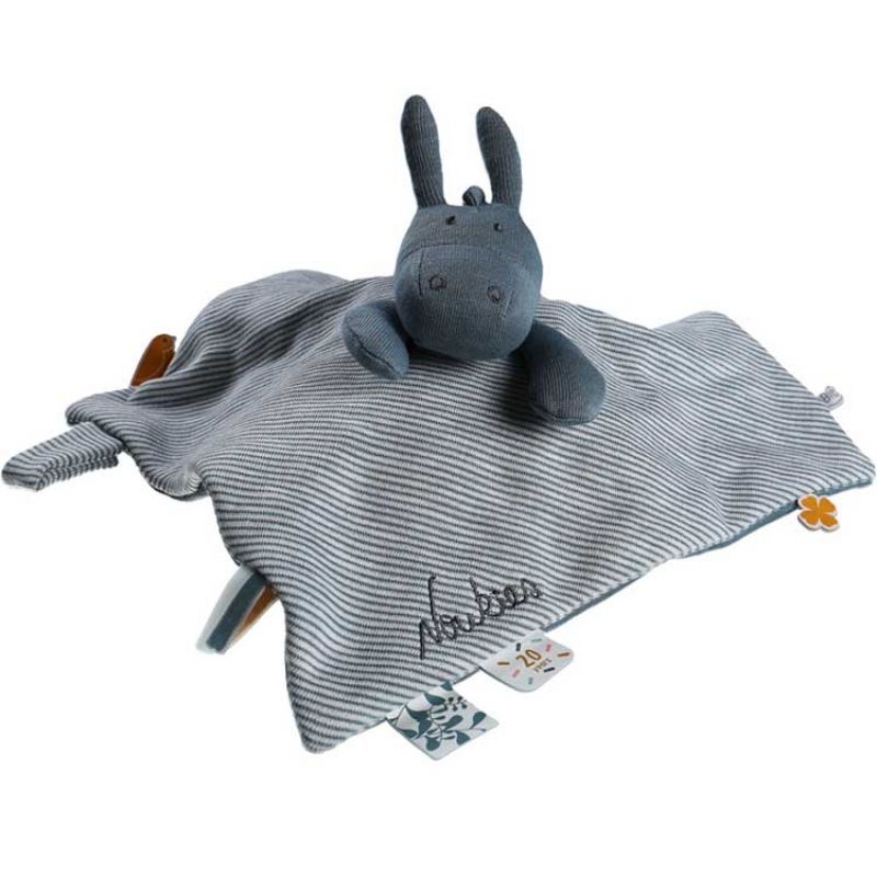 Doudou plat attache sucette Iconiques Paco bleu Noukie's