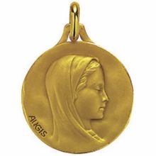 Médaille ronde Vierge profil droit 16 mm (or jaune 750°)  par Maison Augis