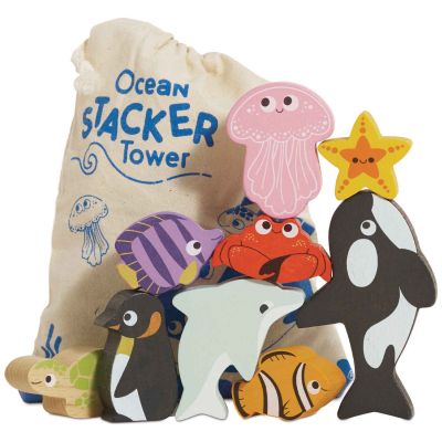 Animaux de l'océan en bois FSC à empiler