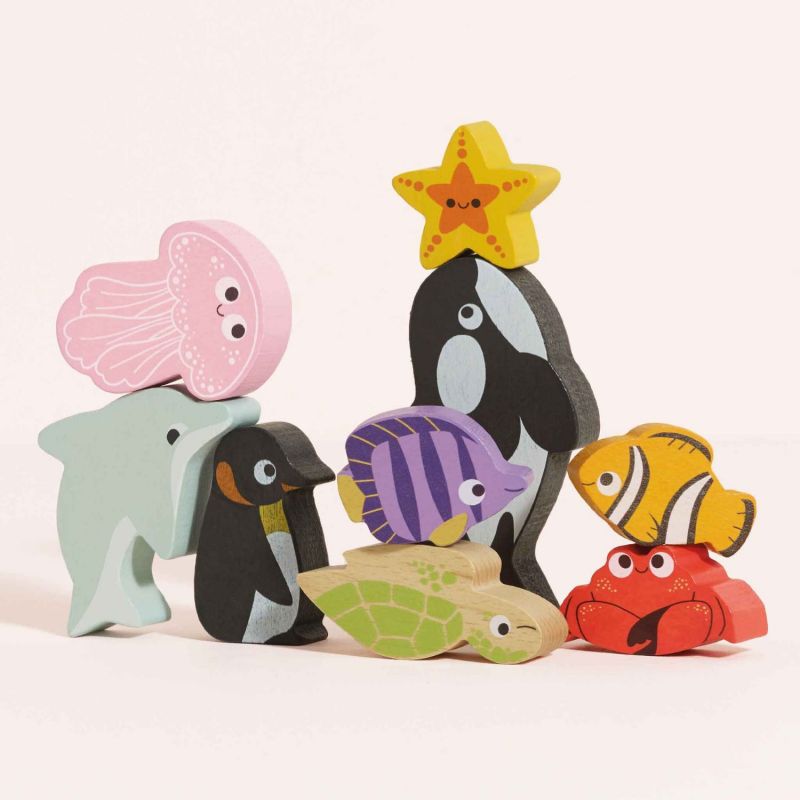 Animaux de l'océan en bois FSC à empiler Le Toy Van Ambiance 2