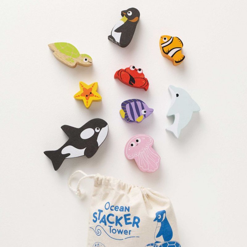 Animaux de l'océan en bois FSC à empiler Le Toy Van Ambiance 5