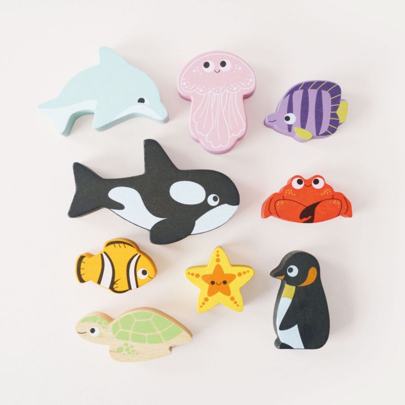 Animaux de l'océan en bois FSC à empiler Le Toy Van Ambiance 6
