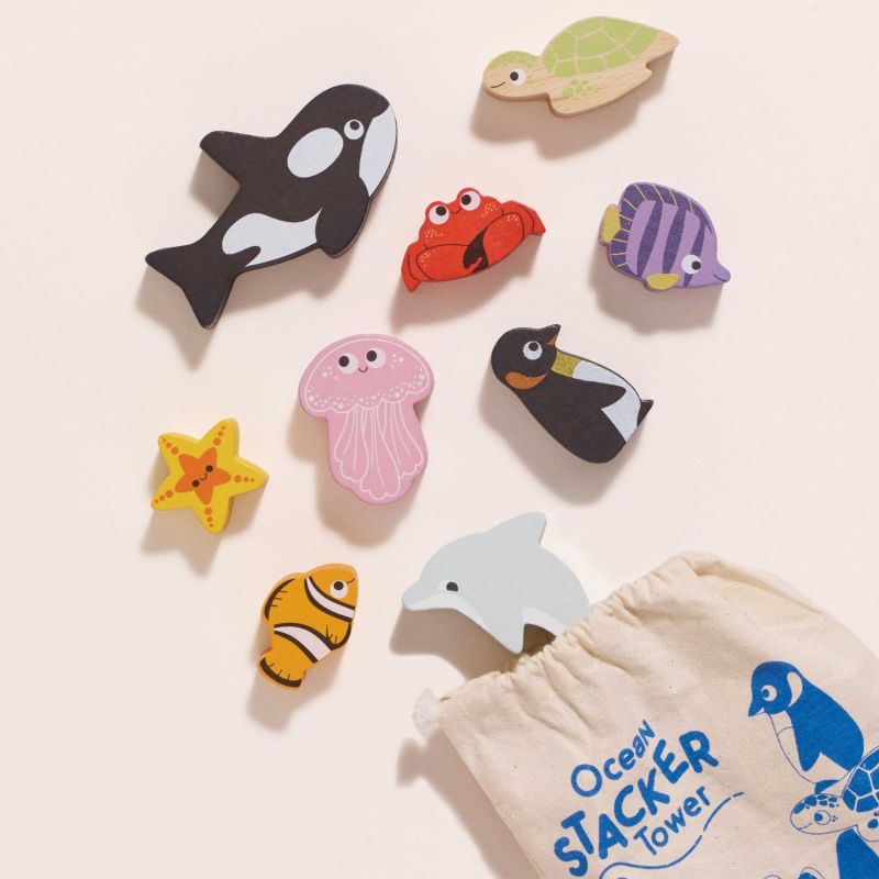 Animaux de l'océan en bois FSC à empiler Le Toy Van Ambiance 7