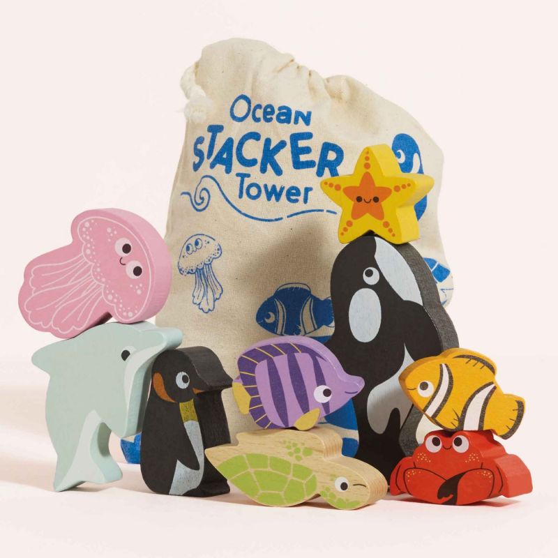 Animaux de l'océan en bois FSC à empiler Le Toy Van Ambiance 8
