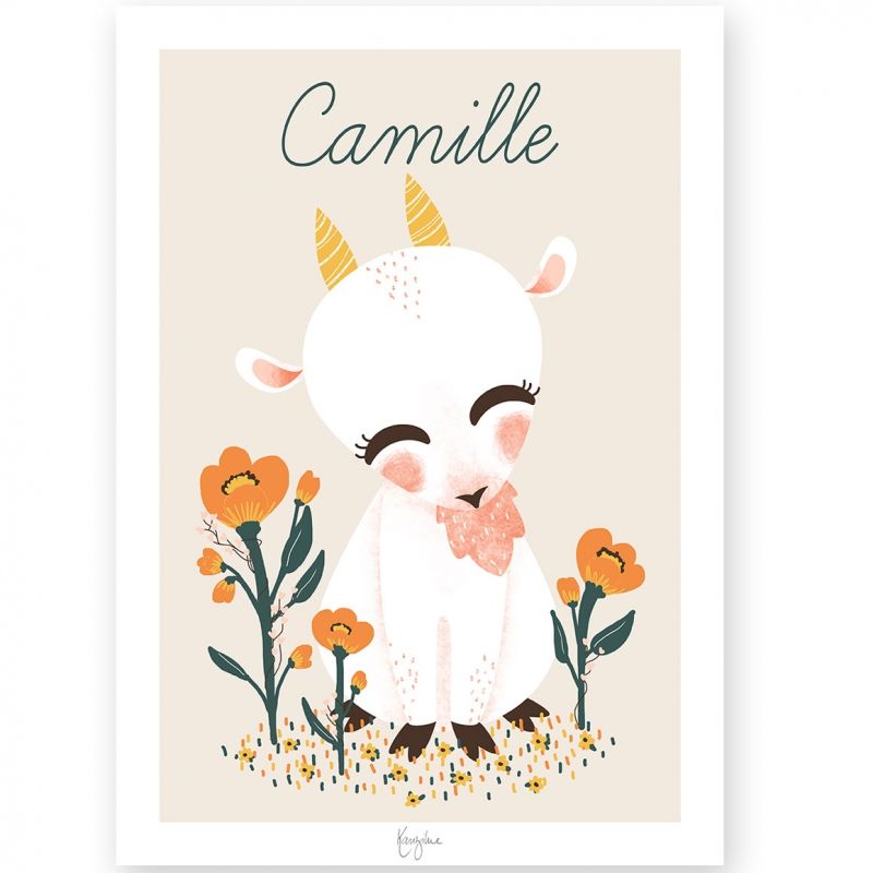Carte A5 Les Animignons la chèvre (personnalisable) Kanzilue