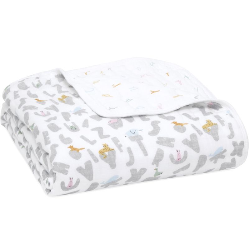 Couverture en mousseline de coton Alphabet animals (112 x 112 cm) aden + anais