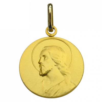 Médaille ronde Christ 16 mm (or jaune 750°)  par Premiers Bijoux