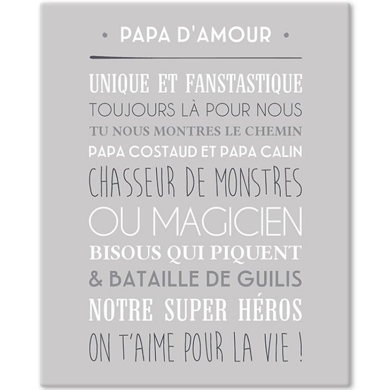 Tableau Papa d'amour gris galet (33 x 41 cm) Mes Mots Déco