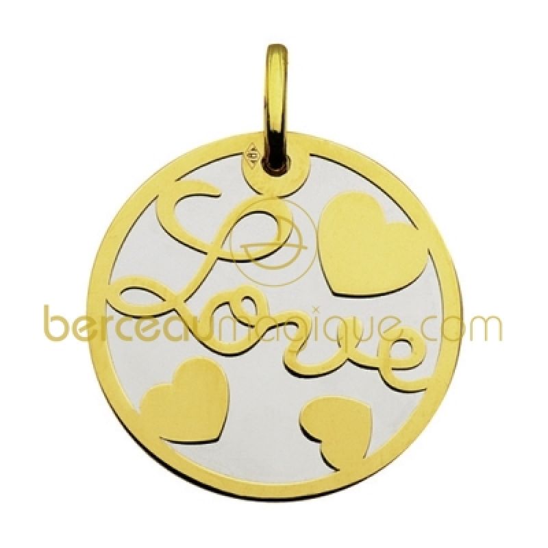 Pendentif Love or jaune et acier Maison Augis