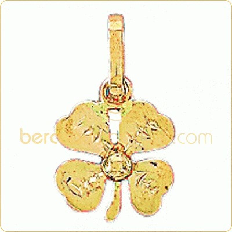 Pendentif trèfle à 4 feuilles (or jaune 750°) Berceau magique bijoux