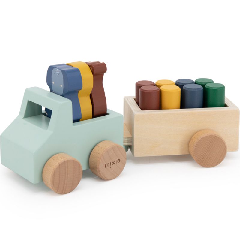 Voiture à remorque des animaux en bois Trixie