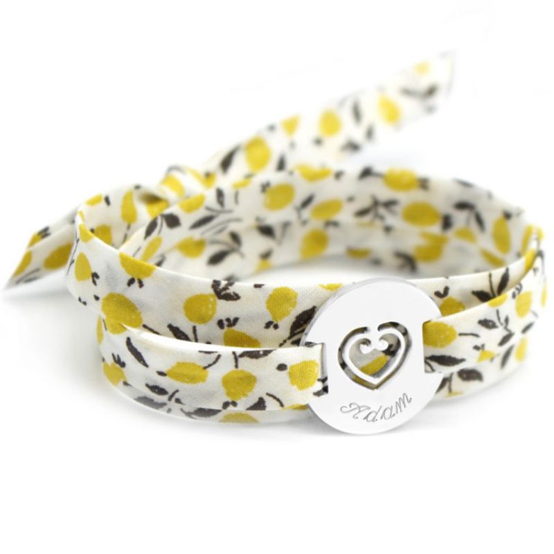 Bracelet Liberty maman sacré coeur personnalisable (argent 925°) Petits trésors