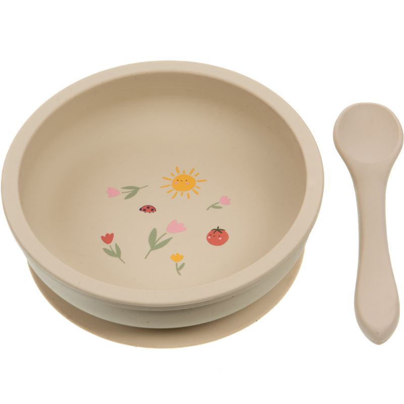 Assiette ventouse + cuillère en silicone Gabrielle l'abeille - Reconditionné Amadeus Les Petits
