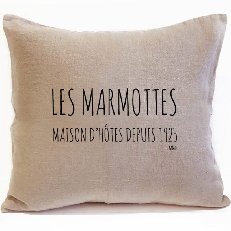 Coussin en lin naturel personnalisable (45 x 45 cm) Mes Mots Déco