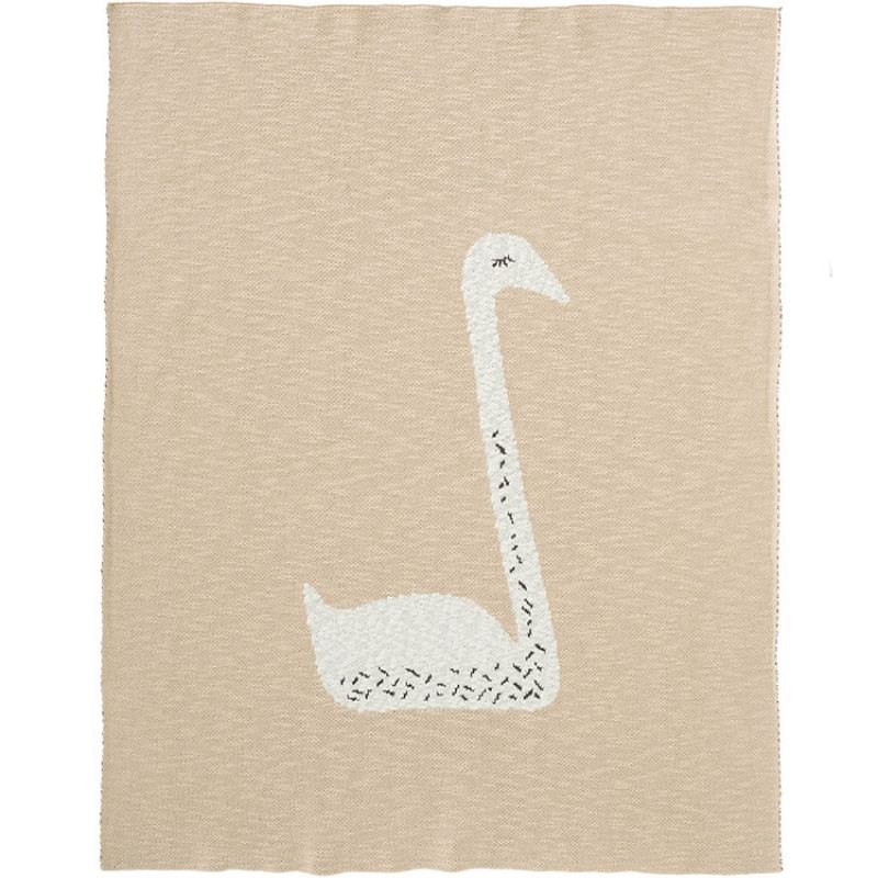 Couverture en coton bio cygne pêche (80 x 100 cm) Fresk